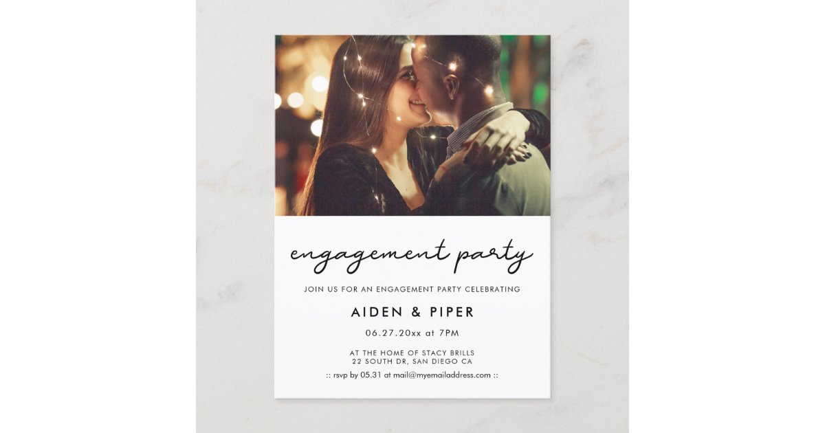 Simple engagement party photo invitation postcard Zazzle