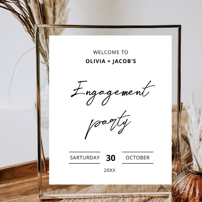 Simple Engagement Party Welcome Engaged Party Poster (Creator Uploaded)