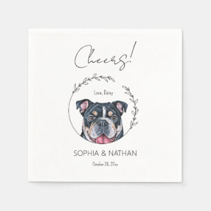 Simple English Bulldog Dog Wedding Cocktail  Napkin