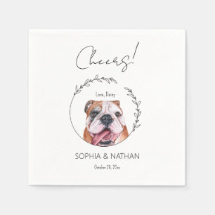 Simple English Bulldog Dog Wedding Cocktail Napkin