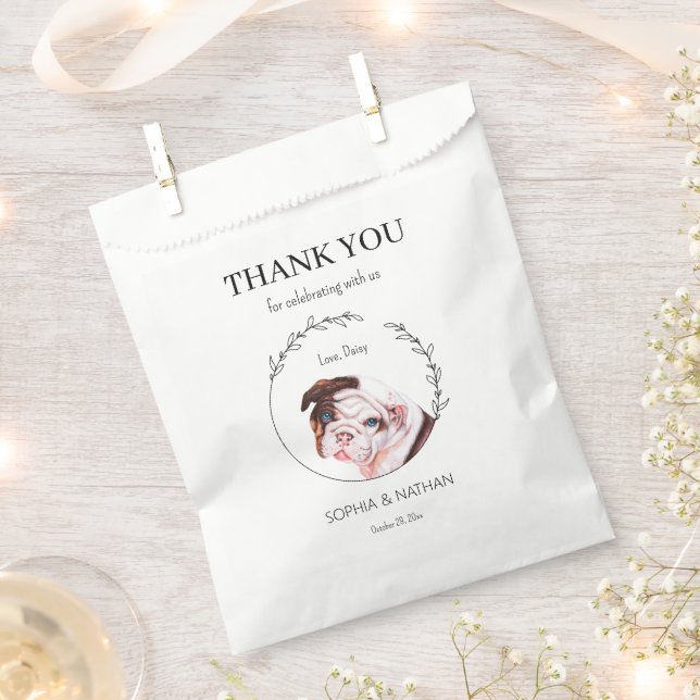 Simple English Bulldog Wedding Thank You Favour Ba Favour Bag (Clipped)
