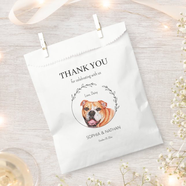 Simple English Bulldog Wedding Thank You Favour Ba Favour Bag (Clipped)