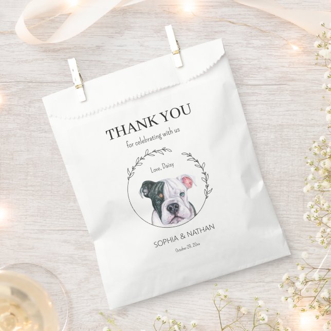 Simple English Bulldog Wedding Thank You Favour Ba Favour Bag (Clipped)