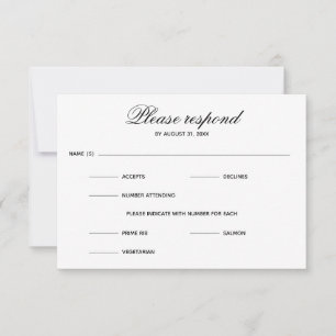 Simple Entree Three Choice - RSVP card