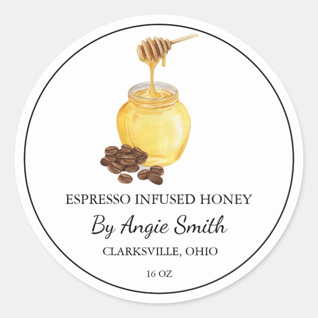 Simple Espresso Coffee Infused Honey Label (Front)