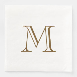 Simple Espresso Monogram Paper Napkin