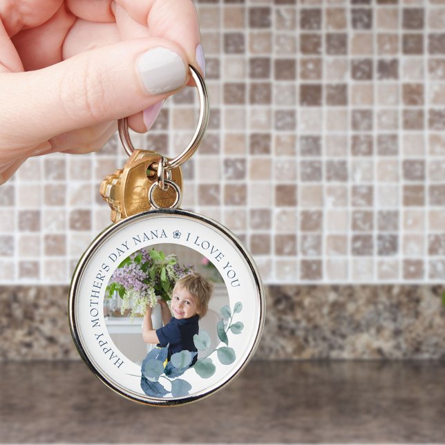 Simple Eucalpytus Leaves Mother's Day Photo Key Ring (Creator Uploaded)