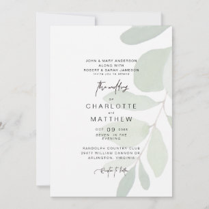 Simple Eucalyptus Both Parents Wedding Invitation