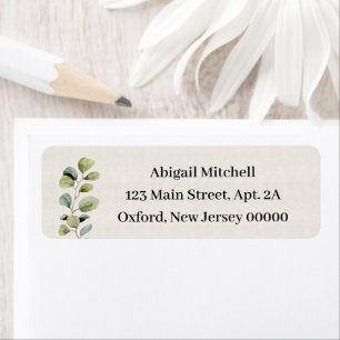 Simple Eucalyptus Branch Return Address Label