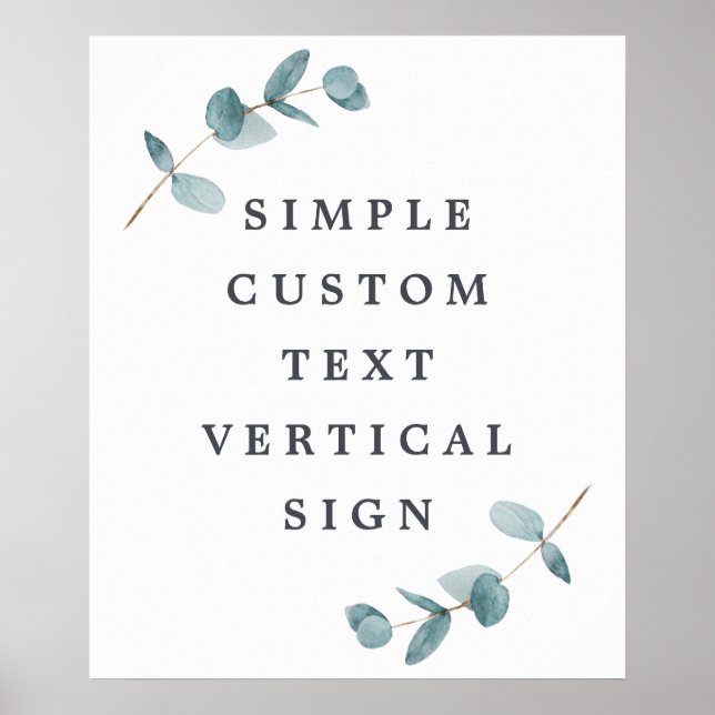 Simple Eucalyptus Branches Custom Text 20x24 Sign (Front)
