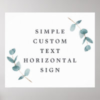Simple Eucalyptus Branches Custom Text 20x24 Sign