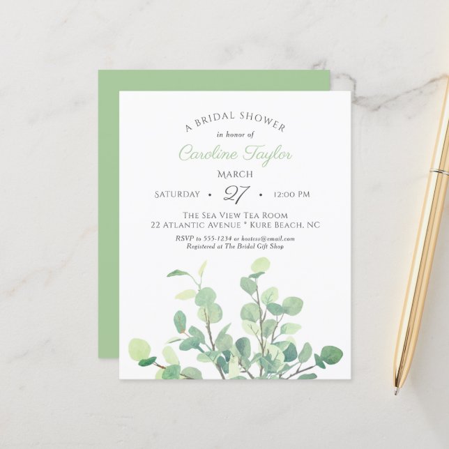 Simple Eucalyptus Branches Greenery Bridal Shower  (Front/Back In Situ)
