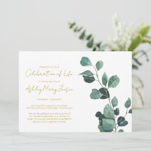 Simple Eucalyptus Celebration of Life Funeral Invitation