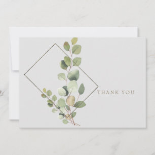Simple Eucalyptus Foliage Grey Funeral Thank You Card