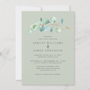 Simple Eucalyptus Foliage Pastel Green Wedding Invitation