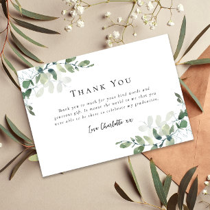 Simple Eucalyptus Graduation  Thank You Card