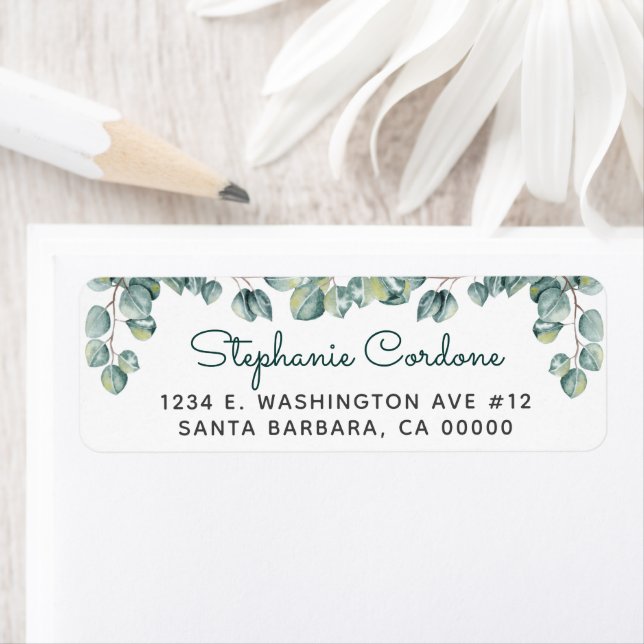 Simple Eucalyptus Green White Return Address Label (Insitu)