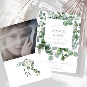 Simple Eucalyptus Greenery Botanical Wedding Invitation
