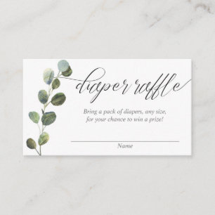 Simple eucalyptus greenery diaper raffle cards