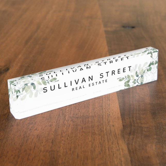 Simple Eucalyptus Greenery Nameplate (Side)