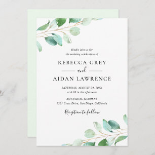 Simple Eucalyptus Greenery Wedding Invitation