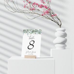 Simple Eucalyptus Greenery Wedding Party Table Number