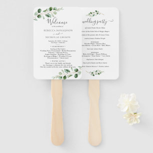 Simple Eucalyptus Greenery Wedding Program Hand Fan