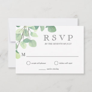 Simple Eucalyptus Greenery Wedding Reply RSVP Card