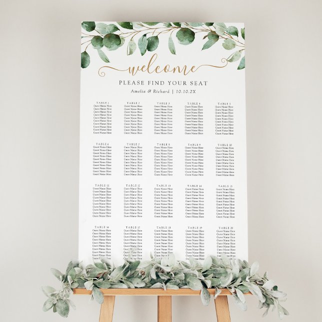 Simple Eucalyptus Greenery Wedding Seating Chart (Creator Uploaded)