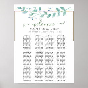 Simple Eucalyptus Greenery Wedding Seating Chart