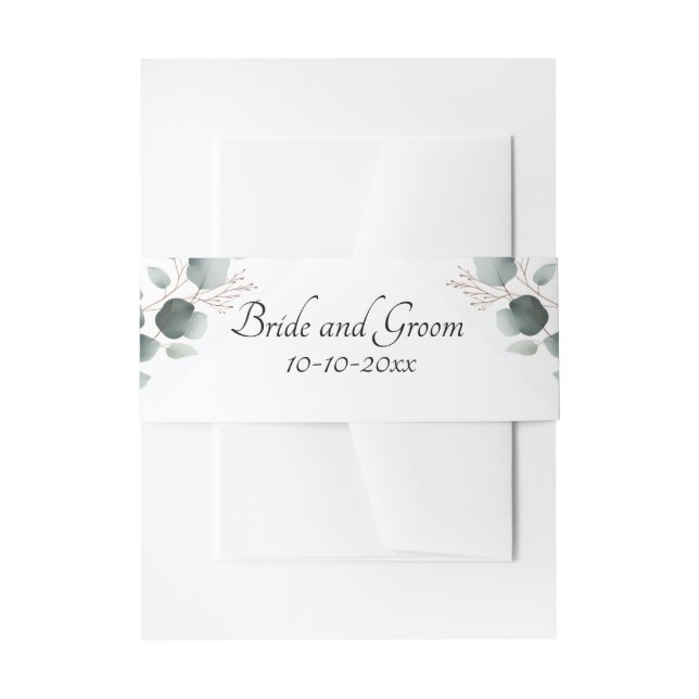 Simple Eucalyptus Invitation Belly Band (Front Example)