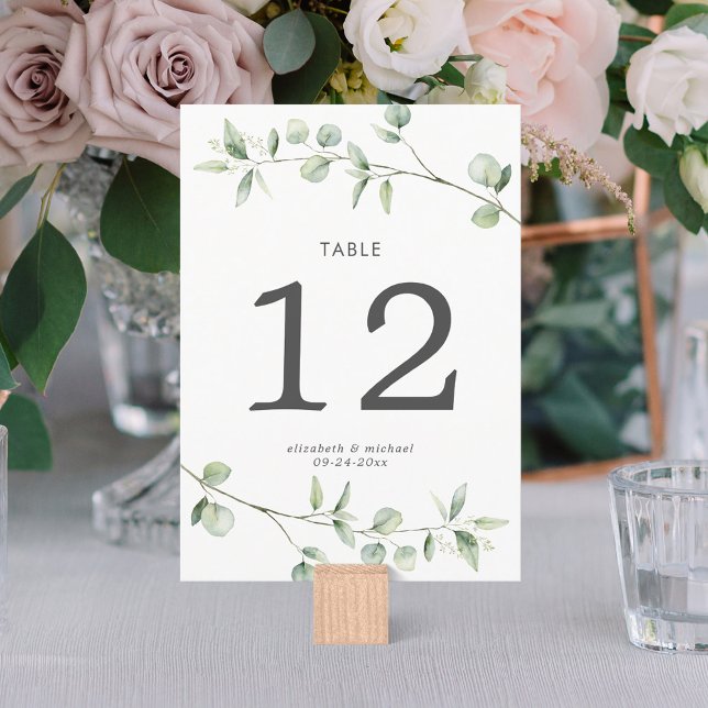 Simple Eucalyptus Large Wedding Table Number (Creator Uploaded)