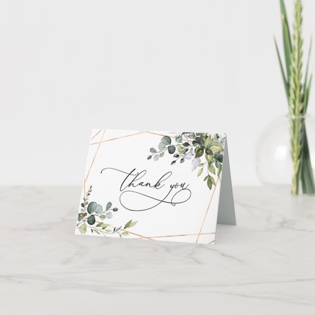 Simple Eucalyptus Leaves Greenery Gold Card (Front)