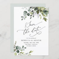 Simple Eucalyptus Leaves Greenery Save the Date