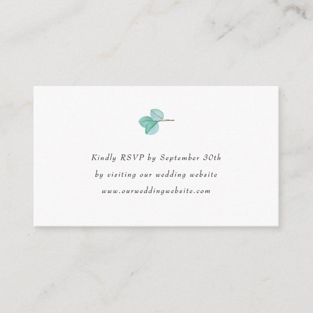 Simple Eucalyptus Leaves wedding rsvp online Enclosure Card (Front)
