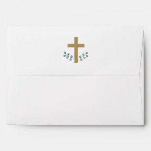 Simple Eucalyptus Leaves with Cross Religious Envelope