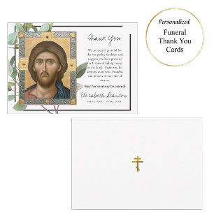 Simple Eucalyptus Orthodox Christian Funeral Thank You Card