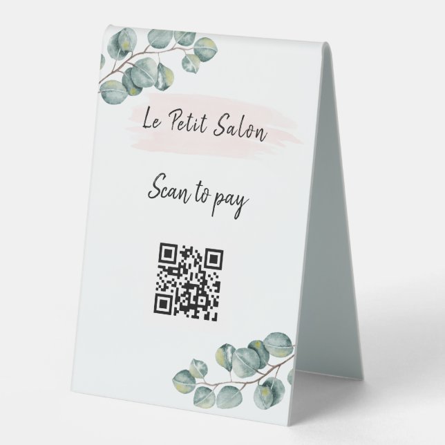 Simple  Eucalyptus QR Code Scan to Pay Salon   (Front)
