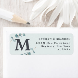 Simple Eucalyptus Rustic Monogram Return Address Label