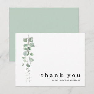 Simple Eucalyptus Sage Names Wedding Thank You Card