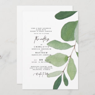 Simple Eucalyptus Stem Wedding Invitation