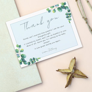 Simple Eucalyptus Thank You Baby Shower    Postcard