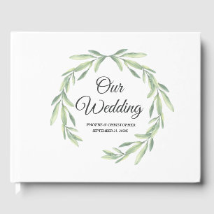 Simple Eucalyptus Watercolor Greenery Wedding Guest Book