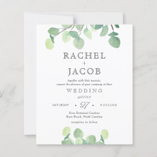 Simple Eucalyptus Watercolor Greenery Wedding Invi