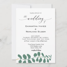 Simple Eucalyptus Wedding Invitation 