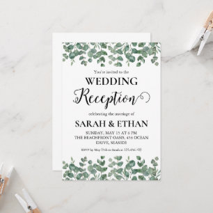 simple eucalyptus wedding reception invitations