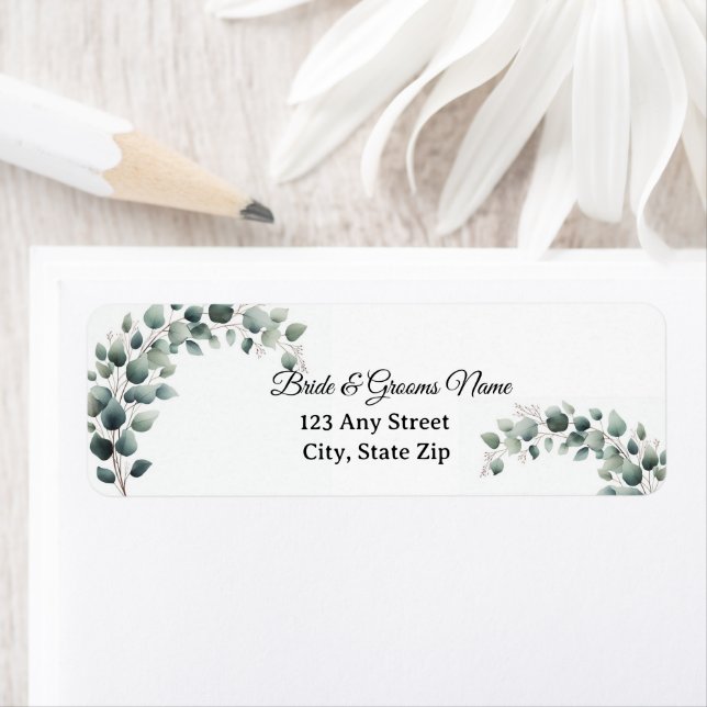 Simple Eucalyptus Wedding Return Address Label (Insitu)