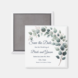 Simple Eucalyptus Wedding Save the Date Magnet