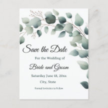 Simple Eucalyptus Wedding Save the Date