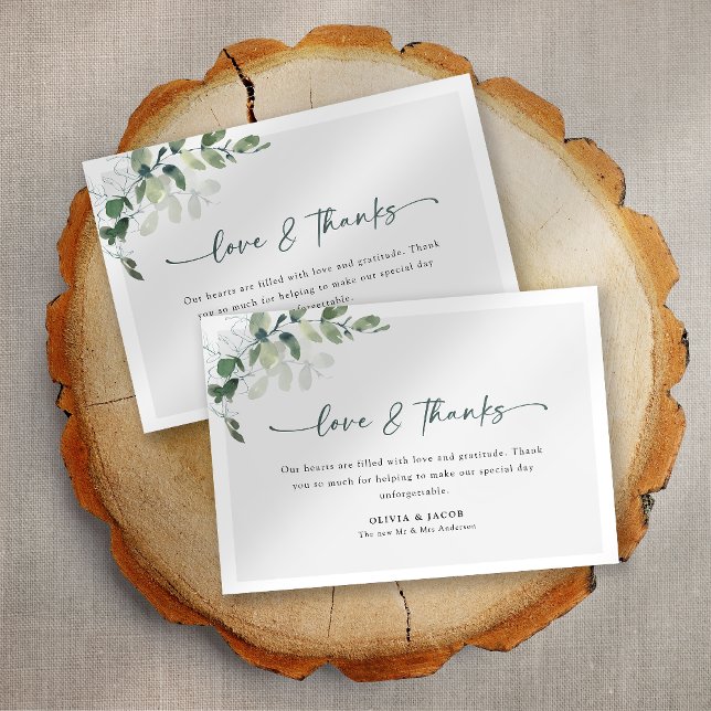 Simple Eucalyptus Wedding  Thank You Card (Creator Uploaded)